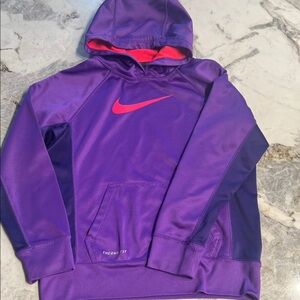 Nike Therma-Fit Kids Purple Hoodie with Pink Swoosh